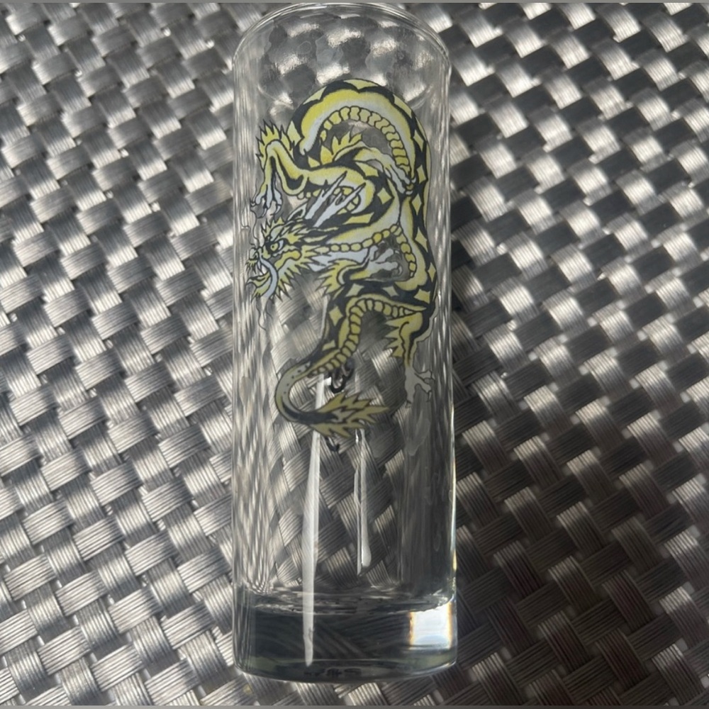 Ed Hardy Yellow and Gray Dragon Shot Glass